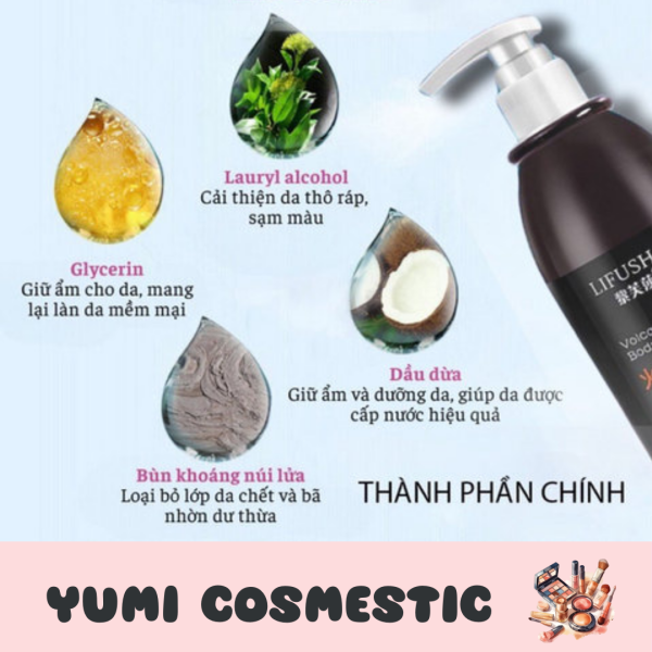 SỮA TẮM BÙN NÚI LỬA BIỂN SÂU LIFUSHA LÀM TRẮNG DA TOÀN THÂN, DƯỠNG ẨM CƠ THỂ - YUMI COSMESTIC - Ảnh 3