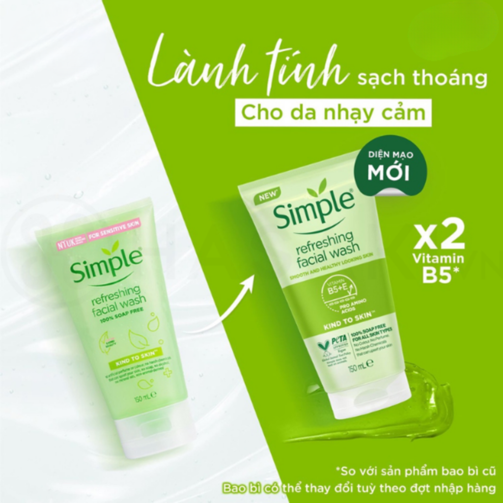 sữa rửa mặt Simple xanh lá